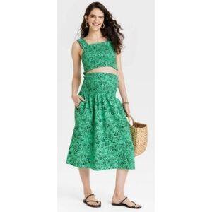 NEW Isabel Maternity by Ingrid & Isabel Smocked Crop Top